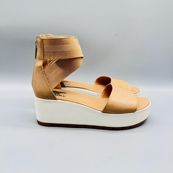 Sorel Shoes - Sorel Sandals Womens 9.5 Brown Joanie II Platform Wedge Ankle Strap Zip Shoes